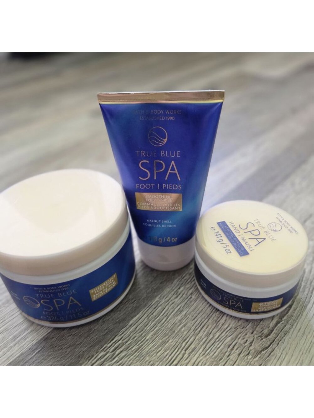 Bath & Body Works True Blue Spa Foot & Hand Care Bundle Smoothing Scrub Soak Kit
